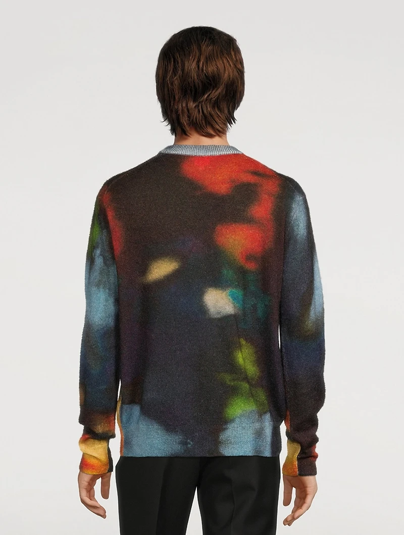 Wool And Mohair Sweater Ink Spill Print