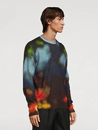 Wool And Mohair Sweater Ink Spill Print