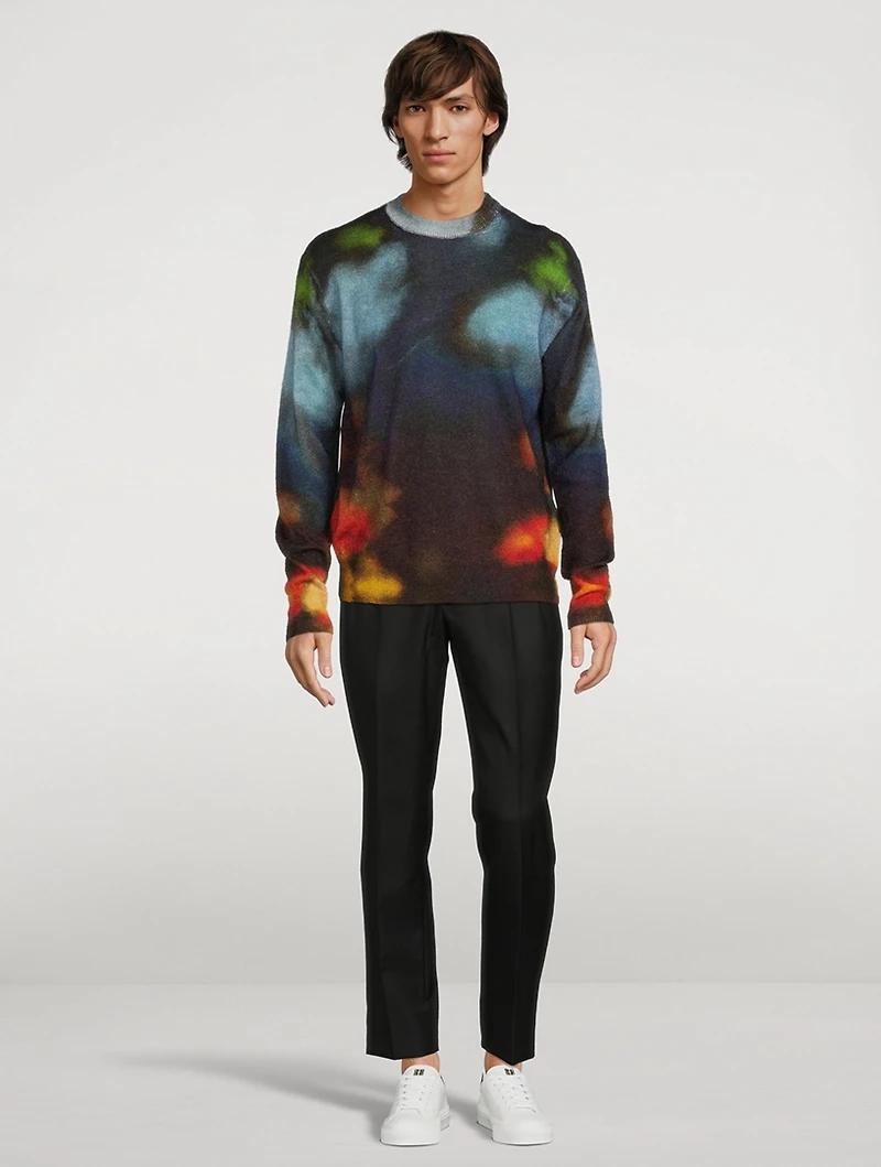 Wool And Mohair Sweater Ink Spill Print