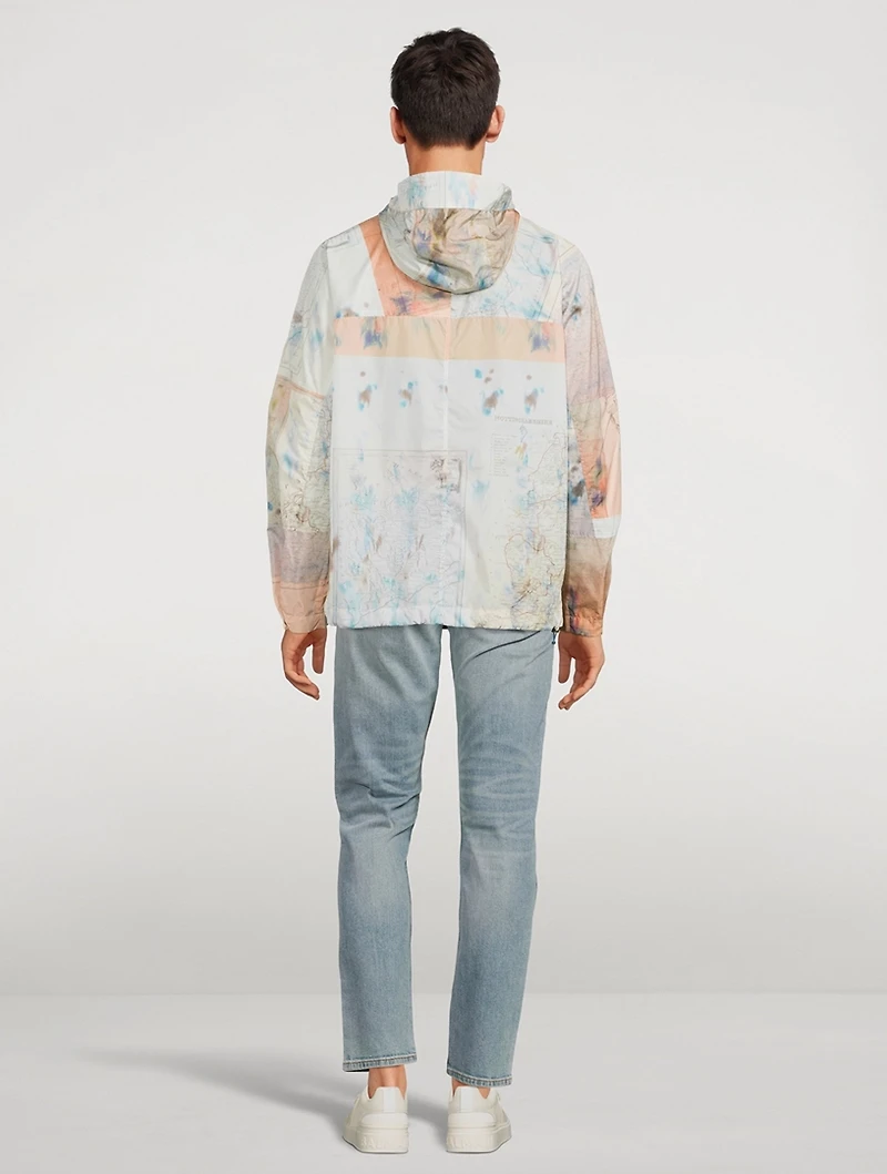 Hooded Anorak Jacket Map Print