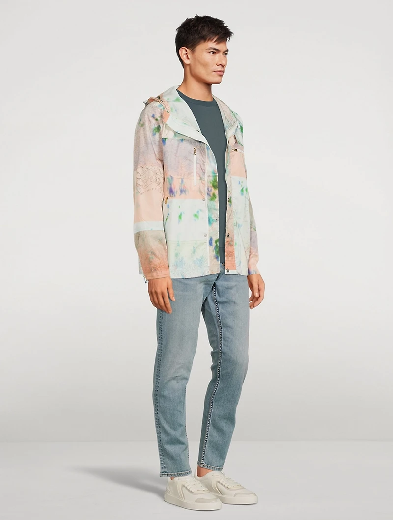 Hooded Anorak Jacket Map Print