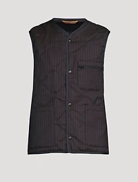 Wool Quilted Vest Striped Print
