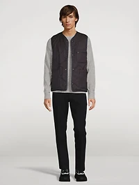 Wool Quilted Vest Striped Print
