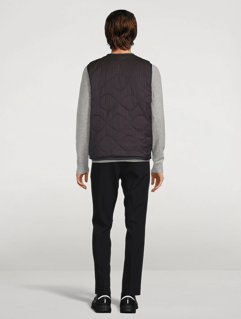 Wool Quilted Vest Striped Print