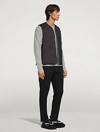 Wool Quilted Vest Striped Print