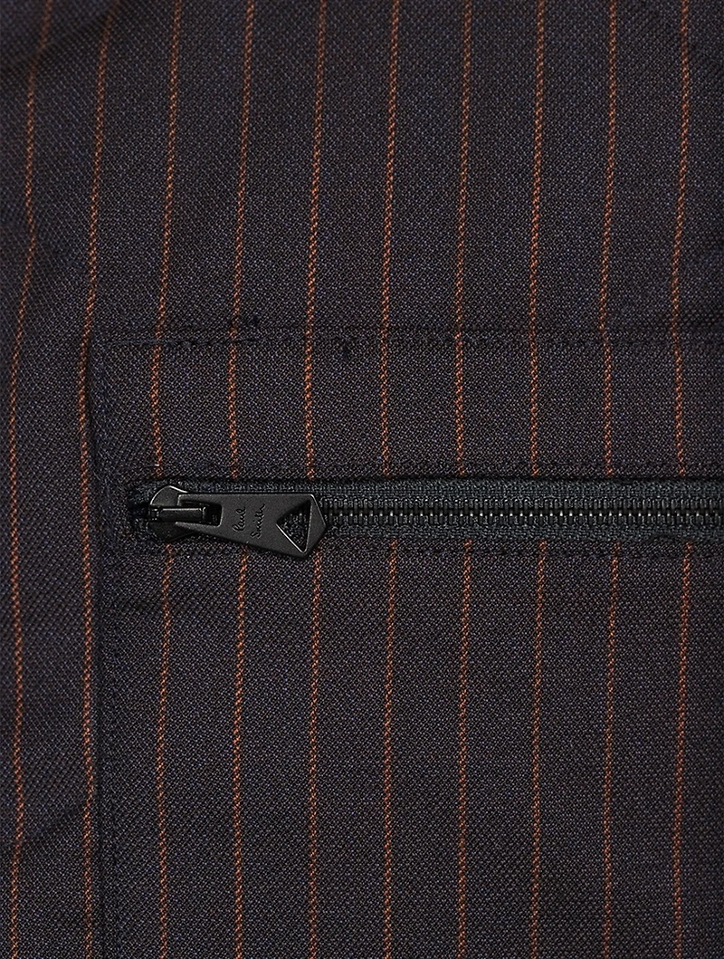 Wool Quilted Vest Striped Print