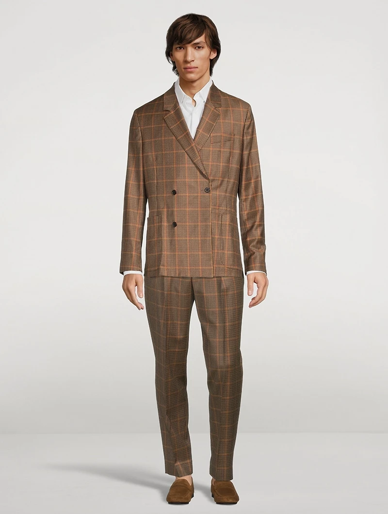 Wool Slim-Fit Pants Check Print