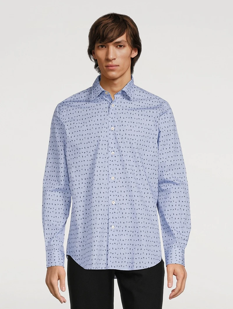 Cotton Tailored Shirt Small Floral Print