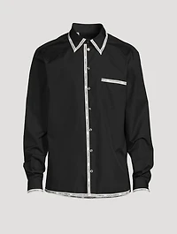 Cotton Shirt With Branded Piping