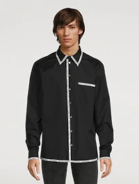Cotton Shirt With Branded Piping