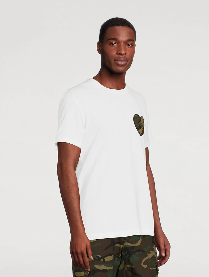 Cotton T-Shirt With Camo Heart