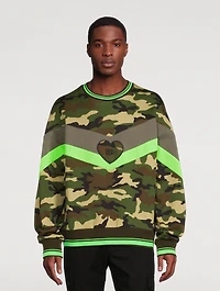 Cotton Sweatshirt With Camo Heart