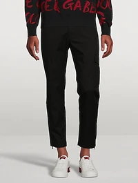 Cotton Stretch Cargo Pants With Belt