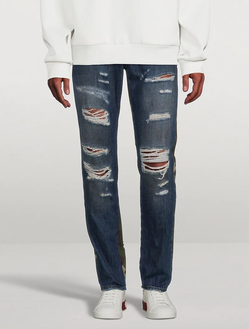 Slim-Fit Jeans With Camo Print