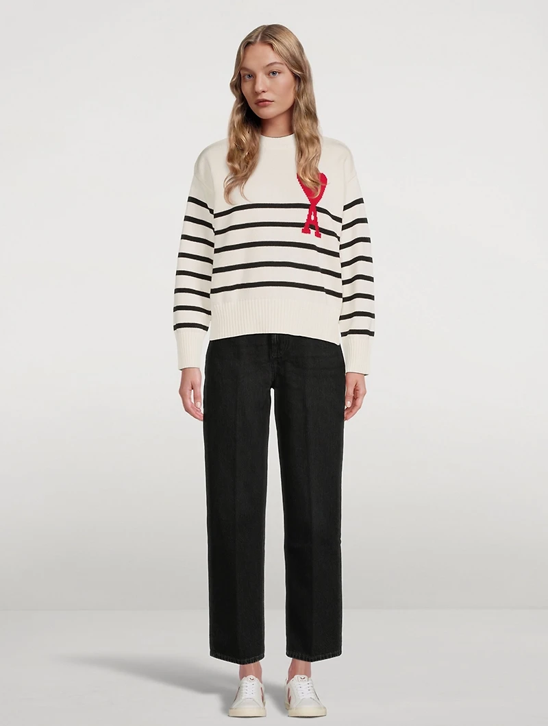 Ami De Cœur Striped Cotton And Wool Sweater