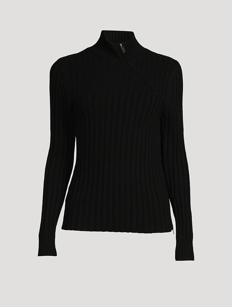 Diagonal Zip Turtleneck Sweater