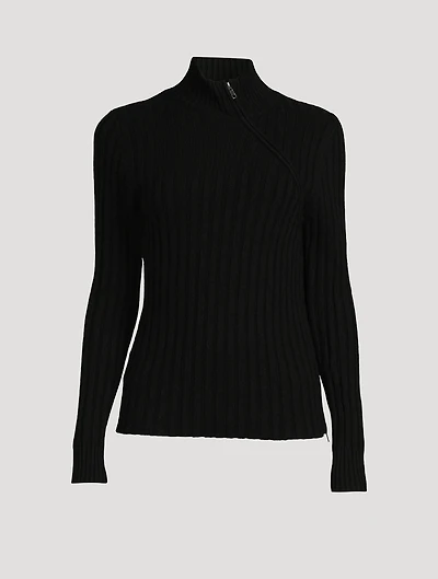 Diagonal Zip Turtleneck Sweater