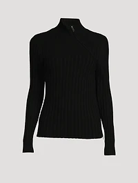 Diagonal Zip Turtleneck Sweater