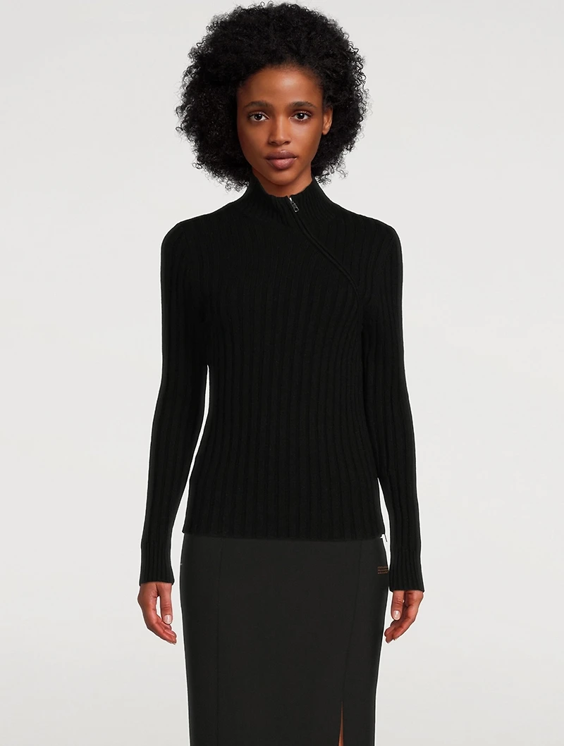 Diagonal Zip Turtleneck Sweater