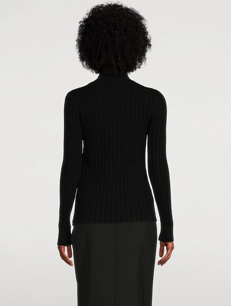 Diagonal Zip Turtleneck Sweater