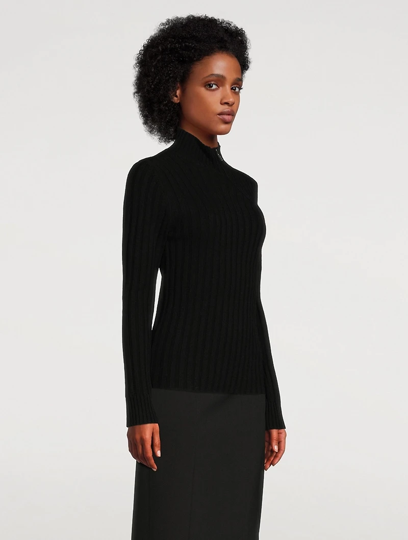 Diagonal Zip Turtleneck Sweater