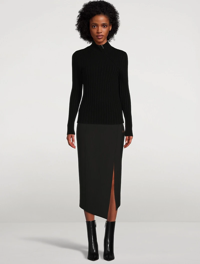 Diagonal Zip Turtleneck Sweater