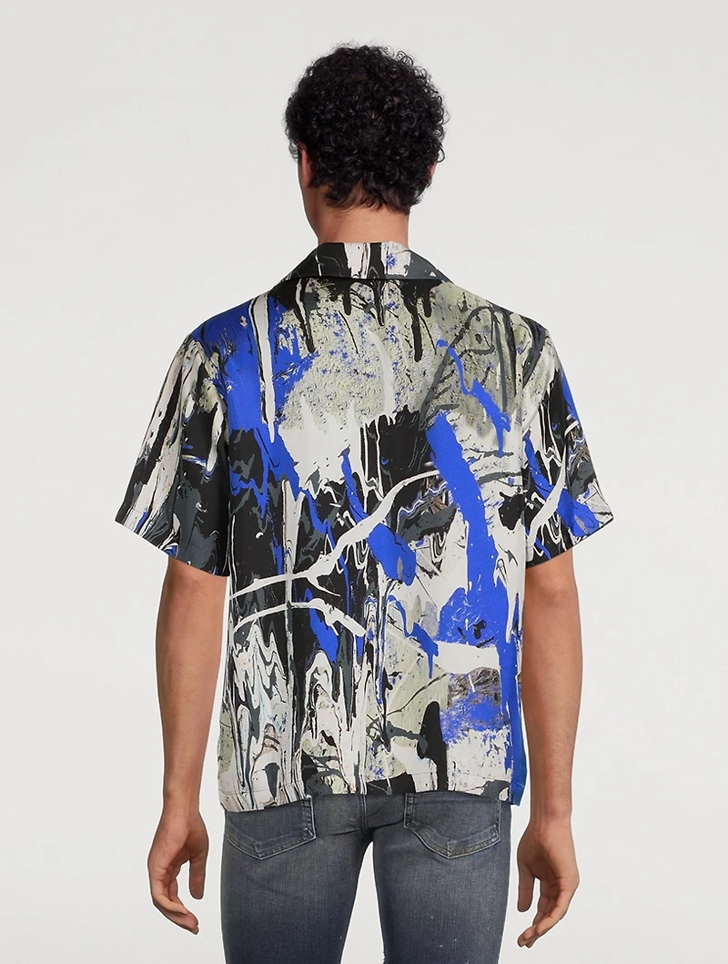 Silk Bowling Shirt Paint Splatter Print