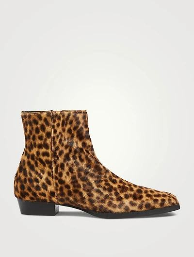 Le Maddox Leather Ankle Boots Leopard Print