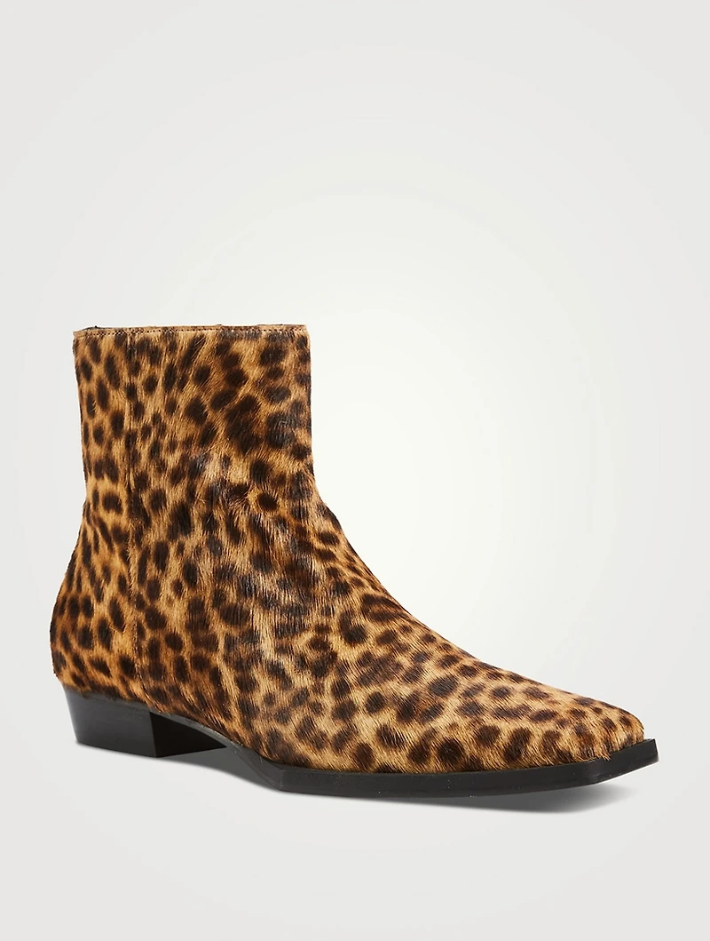 Le Maddox Leather Ankle Boots Leopard Print