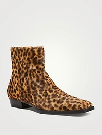 Le Maddox Leather Ankle Boots Leopard Print