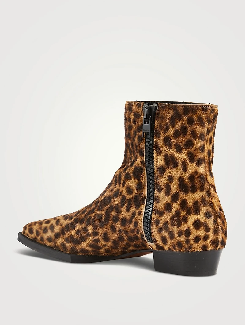 Le Maddox Leather Ankle Boots Leopard Print