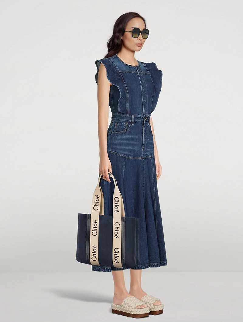 Medium Woody Suede Tote Bag
