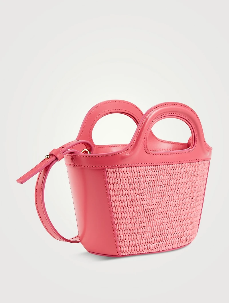 Micro Tropicalia Raffia And Leather Tote Bag