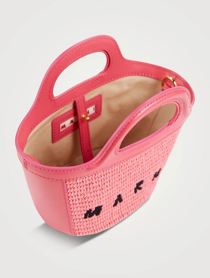 Micro Tropicalia Raffia And Leather Tote Bag
