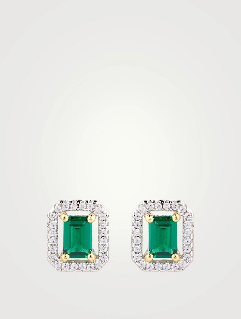 Eton Emerald Borderset Stud Earrings