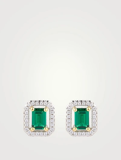 Eton Emerald Borderset Stud Earrings