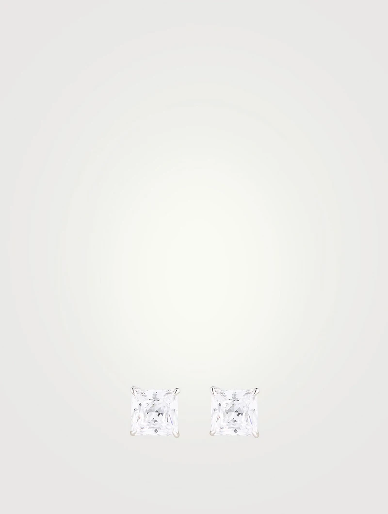 9K White Gold Chester Princess Stud Earrings