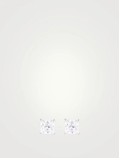 9K White Gold Chester Princess Stud Earrings