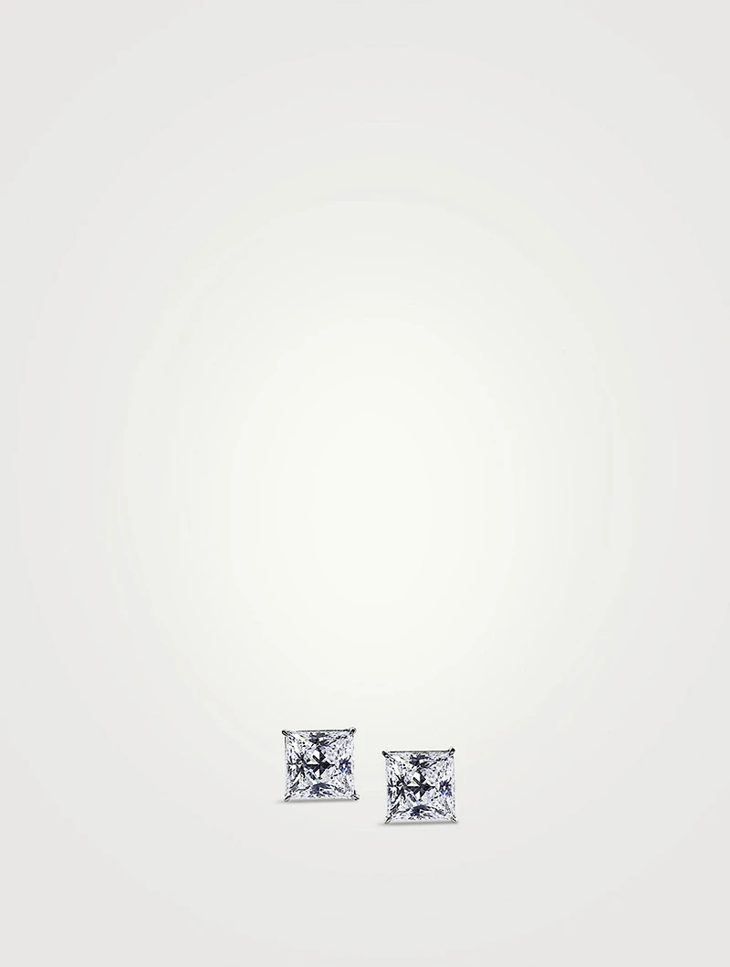 9K White Gold Chester Princess Stud Earrings