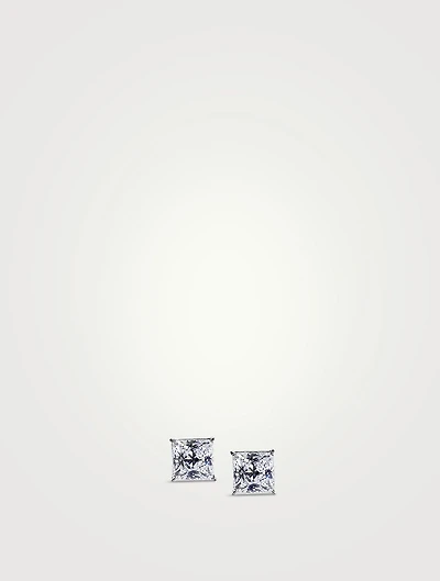 9K White Gold Chester Princess Stud Earrings