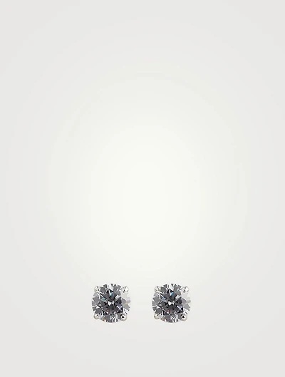 9K White Gold Eternal Four Prong Round Stud Earrings