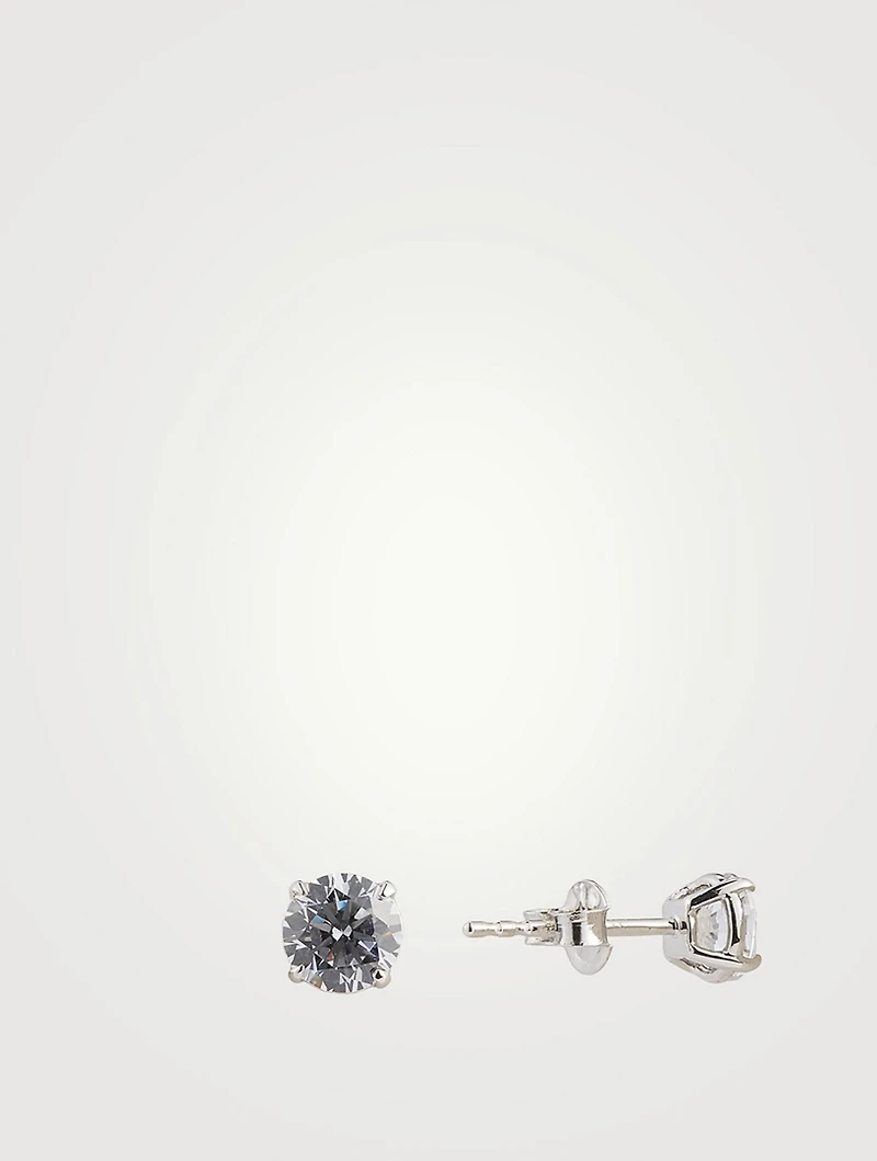 9K White Gold Eternal Four Prong Round Stud Earrings