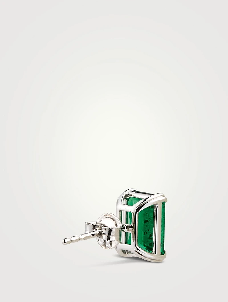 9K White Gold Fulton Emerald Double Prong Stud Earrings