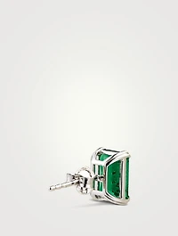 9K White Gold Fulton Emerald Double Prong Stud Earrings
