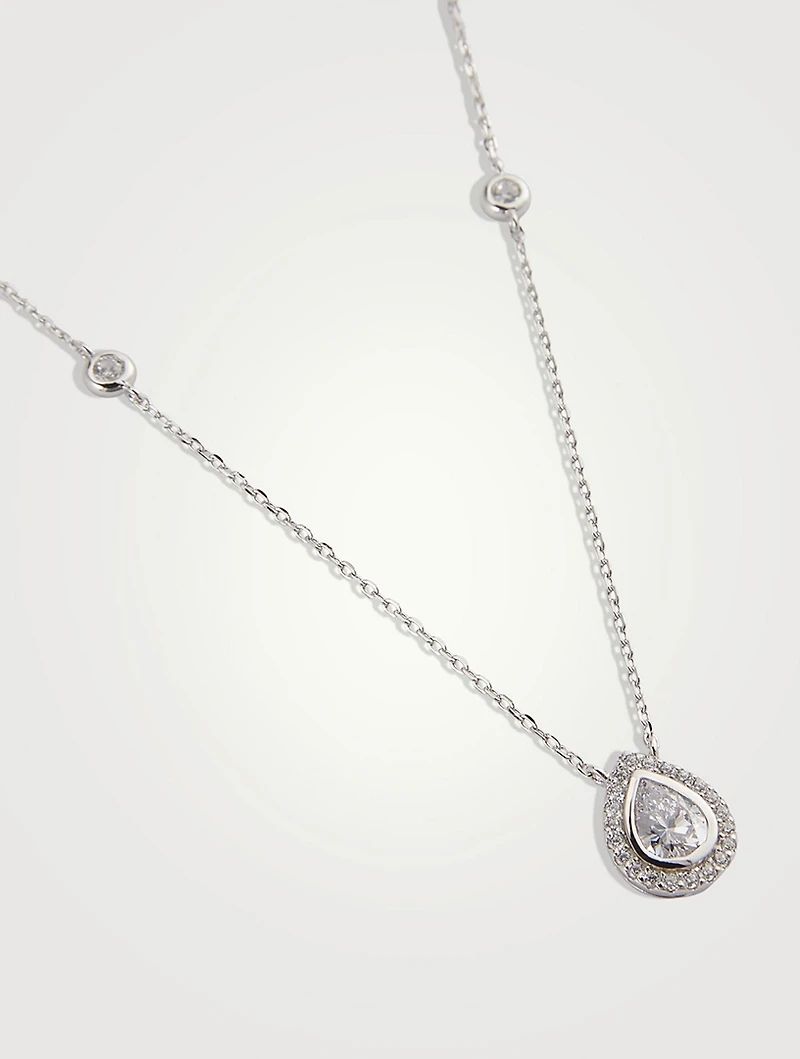 Emile Pear Borderset Pendant Necklace
