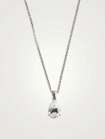 9K White Gold Cecile Pear Pendant Necklace