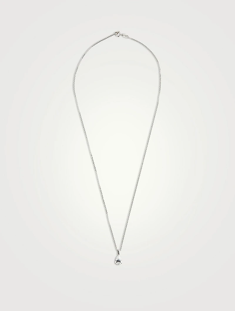 9K White Gold Cecile Pear Pendant Necklace