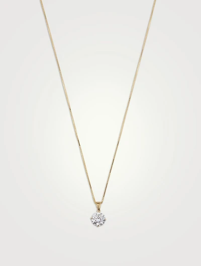 9K Gold Hazel Four Prong Round Pendant Necklace