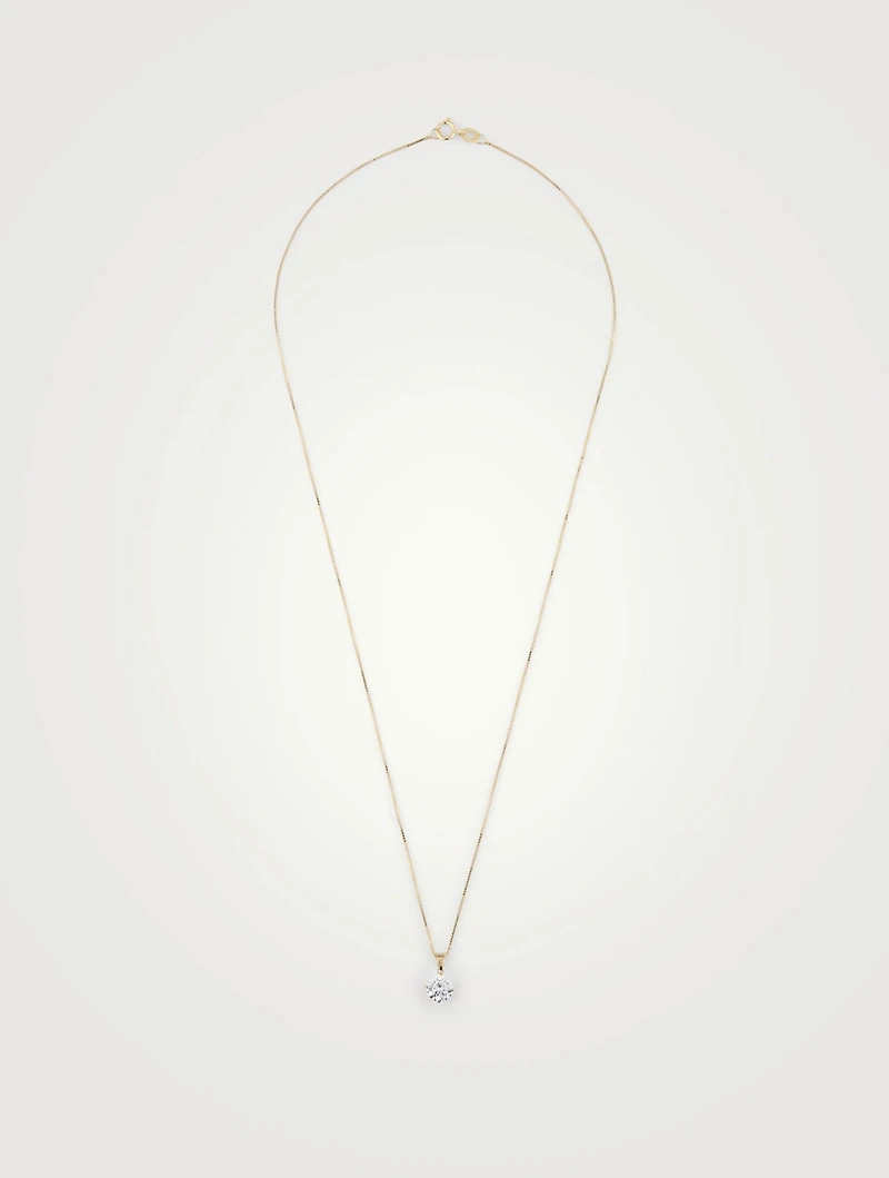 9K Gold Hazel Four Prong Round Pendant Necklace