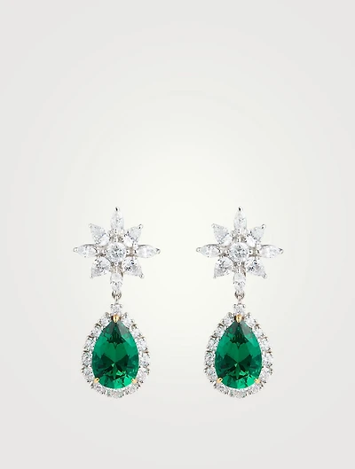 Camari Emerald Pear Microset Drop Earrings
